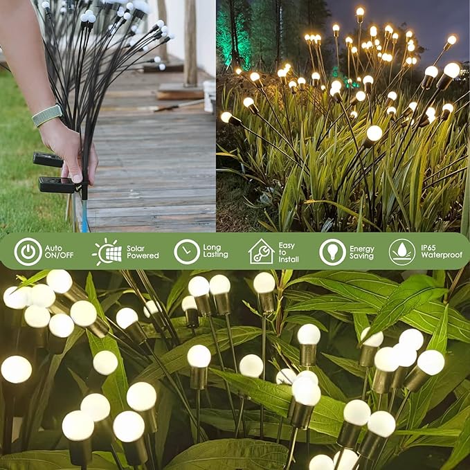 ANTQUE 10 Pack 8LED Solar Garden Lights, New Upgraded Swaying Starburst Solar Garden Lights, Vibrant Garden Lights Waterproof Solar Outdoor Lights, Yard Patio Pathway Decoration