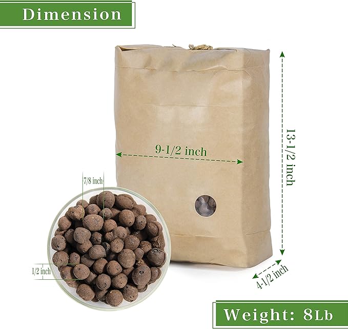 D'vine Dev Ceramic Planter Filler Balls 12qt, Expanded Porous Clay Pebbles Beads for Hydroponic, Gardening, Orchids, 97-F-3