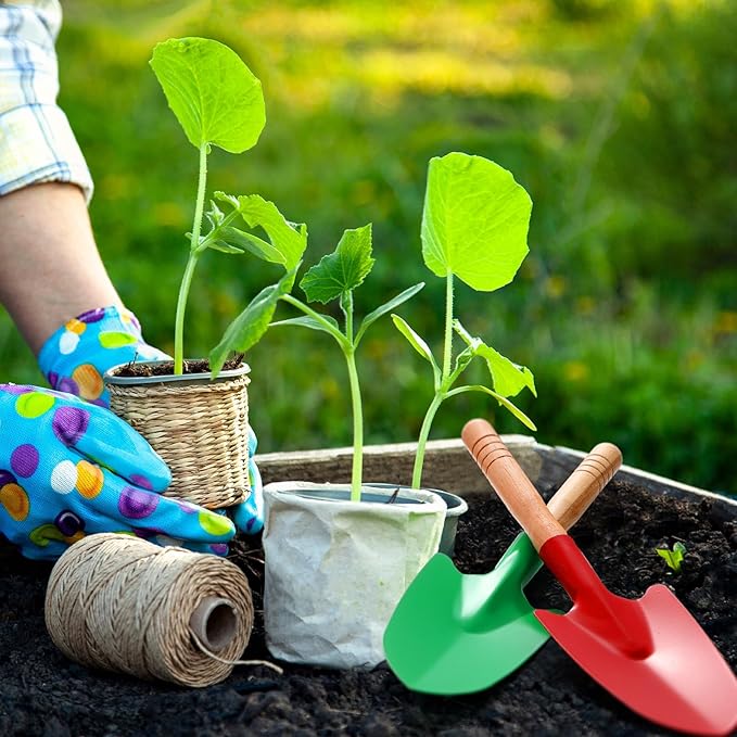 Gisafai 12 Pcs Toy Shovels for Kids Gardening Tools Kids Shovel Mini Metal Garden Shovel Sand Shovels for Kids with Sturdy Wooden Handle for Toddler Soil Planting Digging Tools, 4 Colors