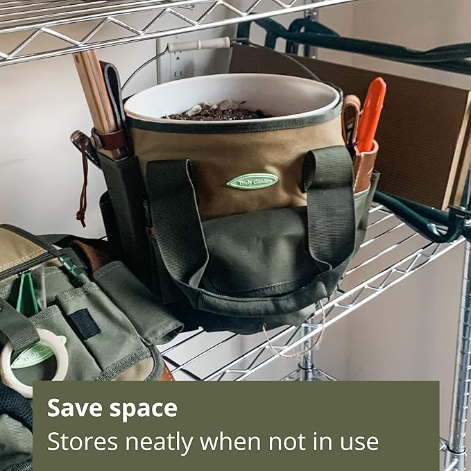 Garden Tool Bag – Makes Gardening Easy – Carry All Your Garden Tools and Supplies – Perfect Garden Tote and Bucket Organizer for Passionate Gardeners
