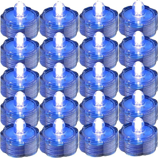 Bright LED Floral Tea Light Vase Submersible Lights for Party Wedding (Blue, 20 Pack)