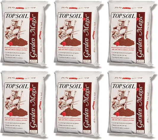 Garden Magic Potting Soil with Perlite for Lawns, Gardens, and Raised Planting Beds with Reed Sedge, Peat, and Sand, 40 Pounds (6 Pack)