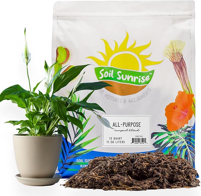 All-Purpose Compost Blend (12 Quarts), Deluxe Mix for Indoor/Outdoor Plants w/Mushroom Compost and Worm Castings