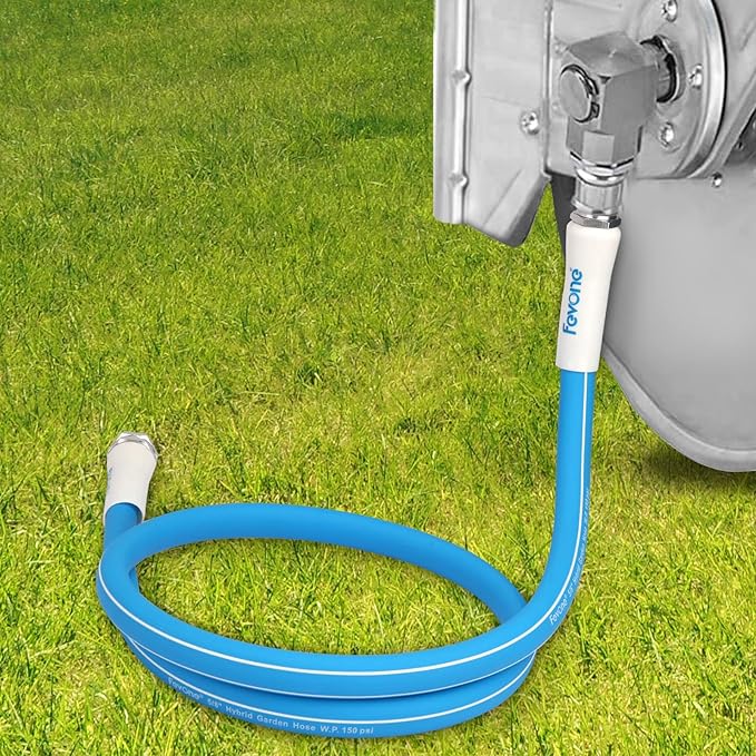 Fevone 5 ft Garden Hose, 2-Year Warranty, Hose Reel Leader Hose, Hybrid Polymer, Kink Resistance, Flexible, Durable, Leak Free, Aluminum Fittings, 3/4" GHT, 5/8" ID, 600 Psi, Drinking Water Safe