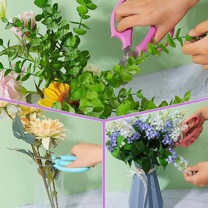 Amylove 12 Pcs Garden Flower Scissors Pruning Scissors Floral Shears Stainless Steel Garden Clippers with Comfortable Handles Flower Cutters for Branches Leaves Fruit Picking Trimming (Fresh Color)