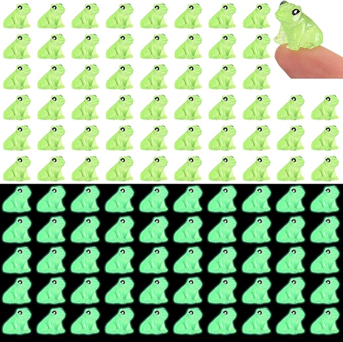 Shappy 140 Pcs Resin Mini Frogs Miniature Figurines Animals Glow in The Dark Tiny Frogs for Garden Landscape Micro DIY Ornament Accessories Home Decor