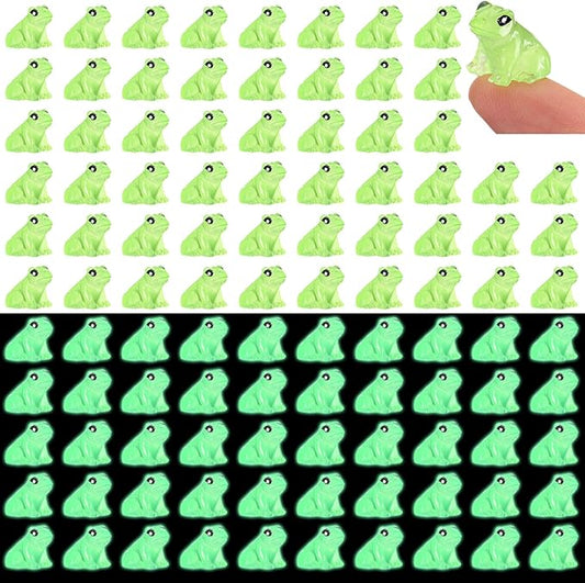 Shappy 140 Pcs Resin Mini Frogs Miniature Figurines Animals Glow in The Dark Tiny Frogs for Garden Landscape Micro DIY Ornament Accessories Home Decor