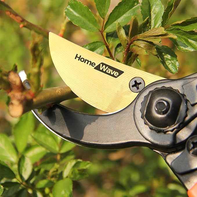 8.5" Titanium Bypass Pruning Shears (T-1008), Garden Clippers, Super Sharp Professional Hand Pruners for Gardening, Heavy Duty Handheld Pruners