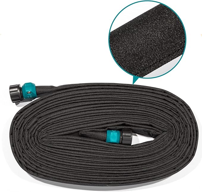 LINEX Flat Soaker Hose 50 ft for Garden Beds Drip Sprinkler Irrigation Hose Heavy Duty Saving 80% Water For Vegetable