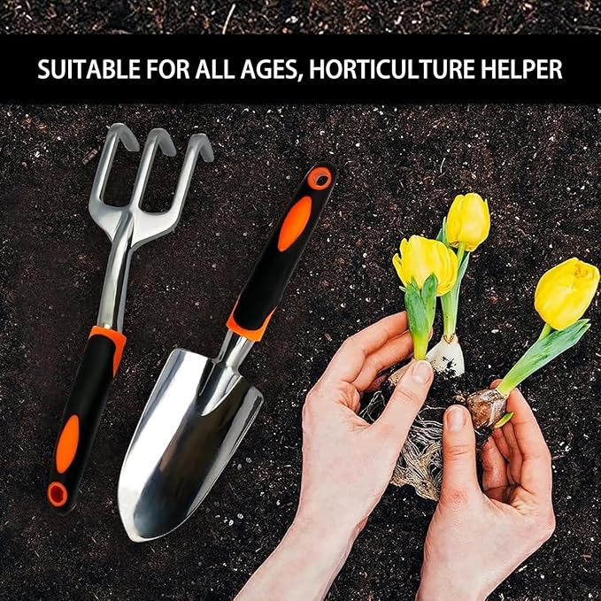 8 PCS Garden Tool Set, Stainless Steel Heavy Duty Gardening Tool Set, Outdoor Hand Tools, Storage Tote Bag, Ideal Garden Tool Kit Gifts for Women and Men