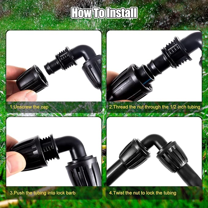 12pc 1/2 inch Irrigation Elbow Fittings,ANTI DROP Lock Barbed Elbow Fittings For (1/2" ID x0.6-0.63" OD) Drip Tubing Drip Irrigation Fittings (12pc 1/2 inch Irrigation Elbow Fittings)