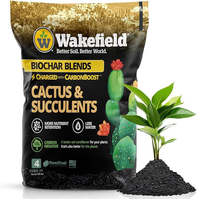 Blend for Cactus & Succulent – Premium Organic Cactus Soil with CarbonBoost Technology for Enhanced Growth – Specialized Soil Mix for Succulents Indoor Plants – 4 Quarts