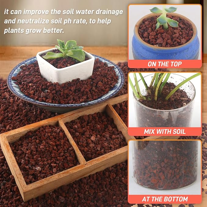 45Lb Horticultural Lava Rock-Lava Rocks for Plants,Succulent Soil Amendment,Decorative Cactus Soil Potting Mix,Volcanic Rock for Aquarium Fairy Gardening Top Dressing Plant Drainage
