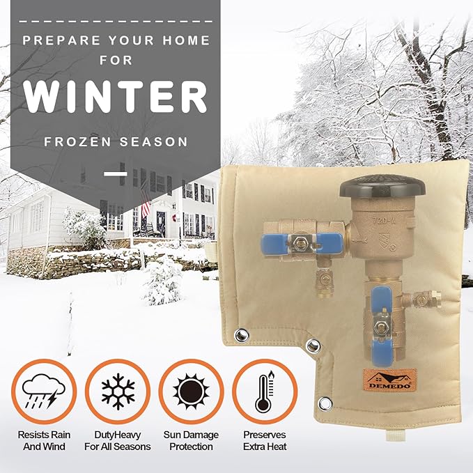 Backflow Cover, Backflow Preventers Protection, Pressure Vacuum Breaker Cover for Winter, Insulated Cover Pouch for Irrigation Backflow Valve, Sprinkler Valves Cover in Snow or Sun Exposure – Beige