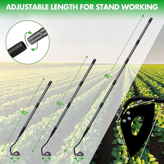 Hoe Garden Tool, Hollow Hoe Gardening Weeding Tool, 85" Long Handle Heavy Duty Manual Weeder Gardening Hand Tools for Weeding, Digging, Loosening Soil