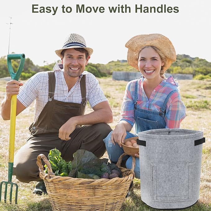 4 Pack 10 Gallon Potato Growing Bags with Flap, Breathable & Durable, Nonwoven Fabric, Ideal for Indoor/Outdoor Use