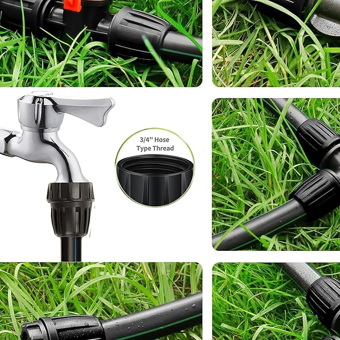 16PCS1/2-inch Irrigation Fitting Black Lock Barb Connector for (1/2" ID x0.64 OD) 16mm Eyedropper Barb Lock Nut Connector 2 End Caps,2 Elbows,2 On-Off Valves,4 Triway Ard 2 Adapters,4 Straight