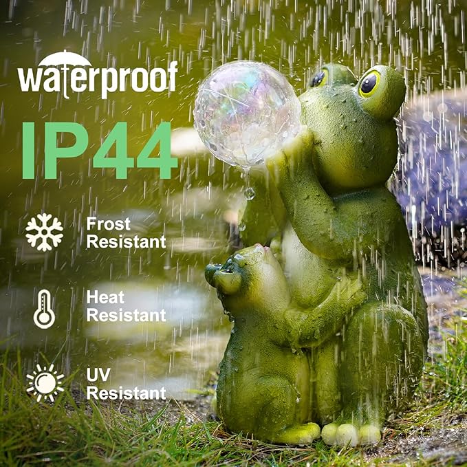 Solar Frog Outdoor Garden Statues: Outside Decor with Lights Clearance for Yard Art Lawn Ornaments Porch Patio Balcony Home House - Birthday Gifts for Grandma Mom Women