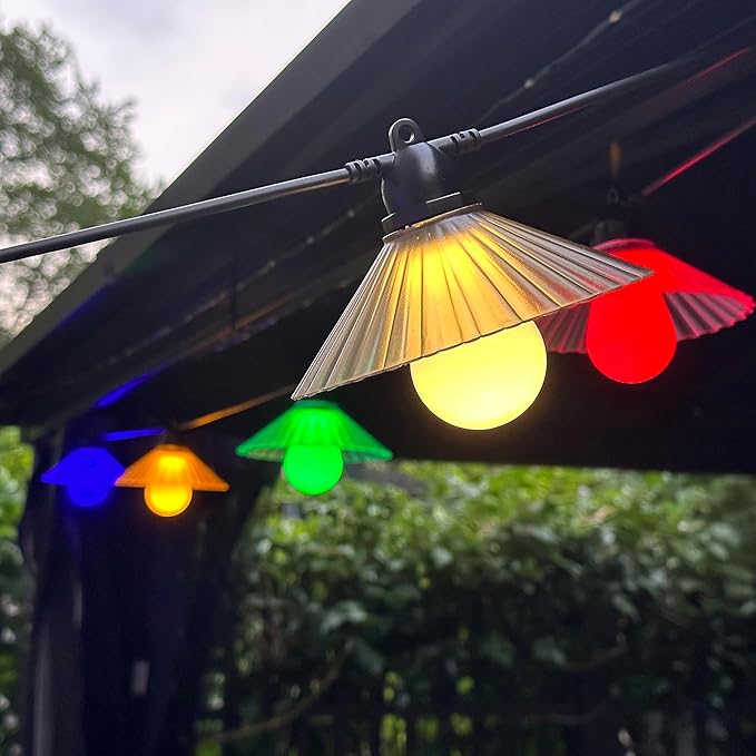 Outdoor LED String Lights 16.4 ft Waterproof Connectable Patio Lights with 10 Bulbs for Backyard Porch Garden Home Holiday Indoor Decoration (Multi-Colored)