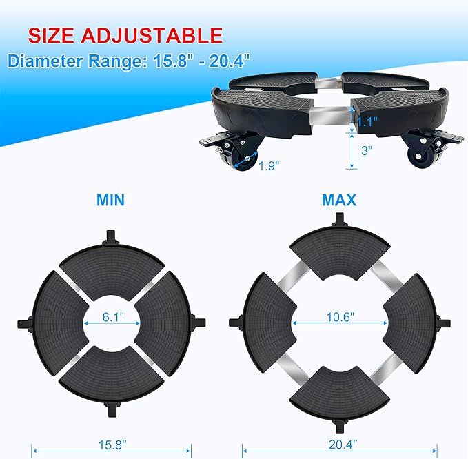 CASIMR Plant Stand with Wheels, 2 Pack Adjustable 15-20" Heavy Duty Plant Caddy with Casters, Indoor Outdoor Large Potted Planter Cart Dolly, Rolling Plant Stand for Flower Pot, 440lb Capacity
