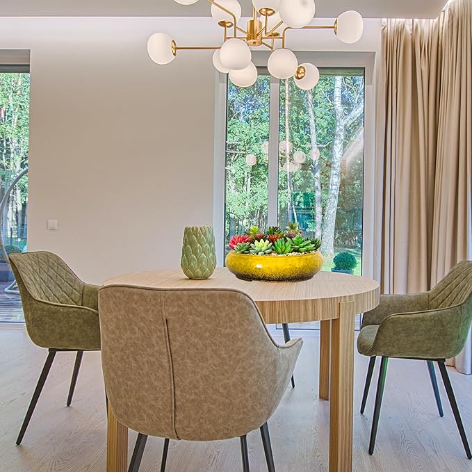 Succulent Pots - 11.5 Inch Ceramic Bonsai Pots with Drainage, Large Shallow Succulent Planters for Indoor Outdoor Plants, Round Glazed Cactus Flower Plant Container Bowl Home Desk Decor(Yellow)