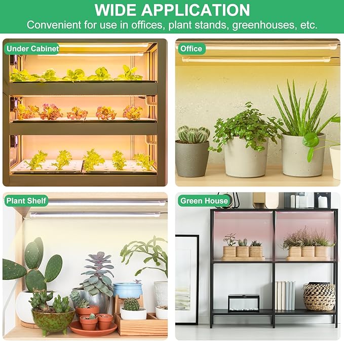 16 in Plant Grow Light Strips,120 LEDs Grow Lights for Indoor Plants Full Spectrum with 3/9/12H Timer & 10 Dimmable Levels,Sunlight Plant Growing lamp for Hydroponics Succulent 2 Heads