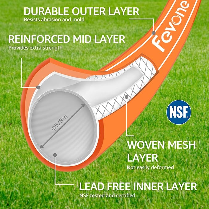 Fevone 3 ft Garden Hose, Hose Reel Leader Hose, Hybrid Polymer, Kink Resistance, Flexible, Durable, Leak Free, Aluminum Fittings, 3/4" GHT, 5/8" ID, 600 Psi, Drinking Water Safe