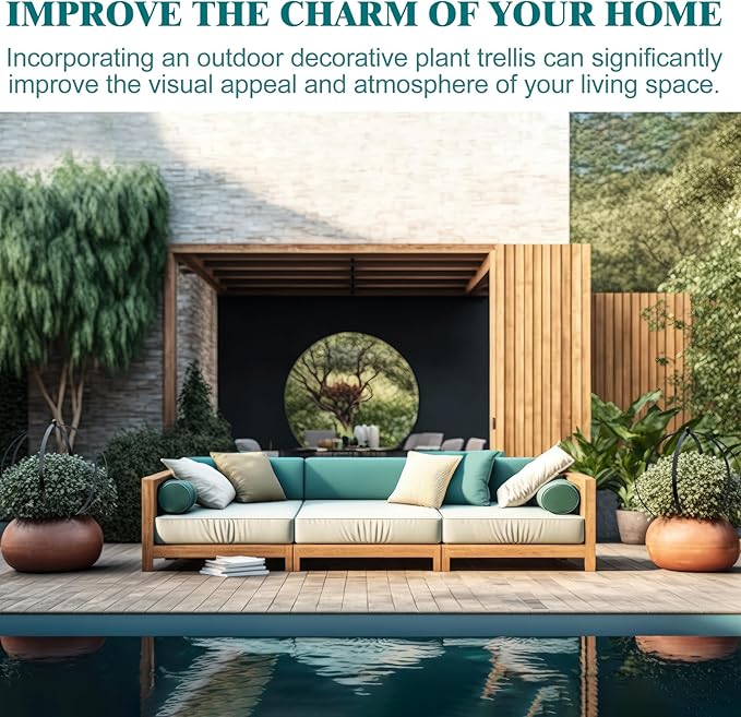 2 Pcs Large Metal Circle Trellis Garden Obelisk Sculpture Globe Trellis for Climbing Plants Outdoor Potted Round Planter Trellis Garden Decor for Patio Doorway Black 18.50 x14.96''