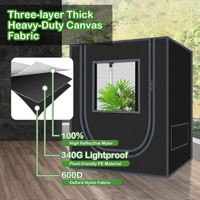 18"x30"x36" Grow Tent for Indoor Plants 600D Mylar Hydroponic High Reflective GrowTents for Plant Fruit Flower Veg Growing