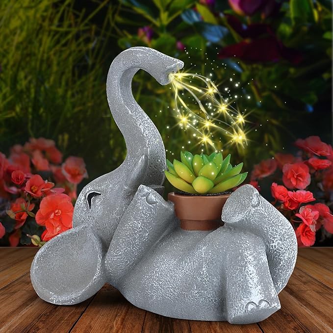 Elephant Statue for Garden Decor with LED Solar Lights,Elephant Gifts for Women,Outdoor Statue Decorations,Garden Statues,Funny Patio and Outdoor Yard Decoration