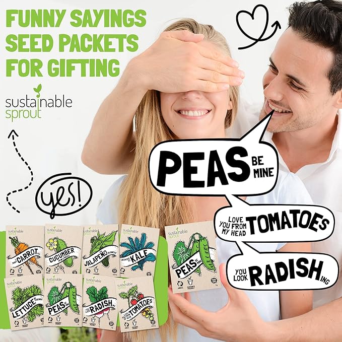 Garden Seeds for Planting Vegetables: 8 Organic Vegetable Seeds Variety Pack Planting Indoors & Outdoor, Veggie Bell Pepper, Zucchini, Kale Cucumber Peas & More Hydroponic Seeds by Sustainable Sprout