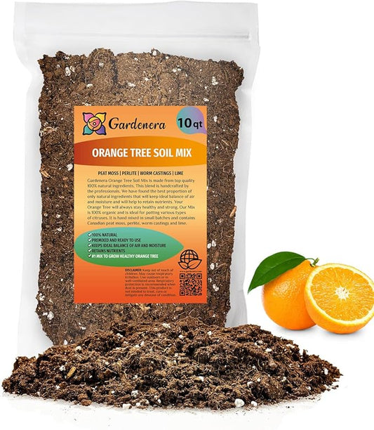 Gardenera's Premium Orange Tree Soil Mix - Quick Drain Potting Soil for Growing and Repotting Citrus Sinensis - 10 Quart