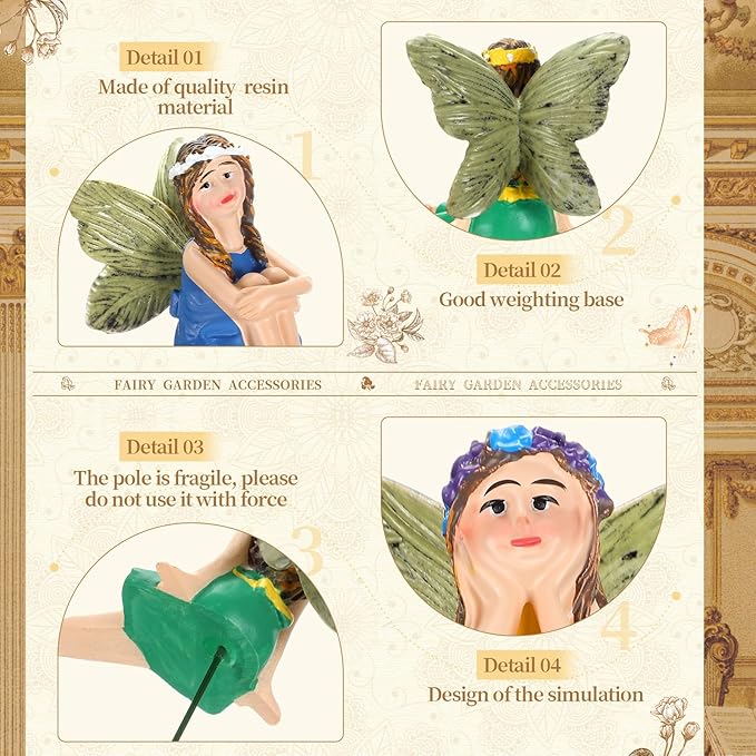 Bucherry 12 Pieces Garden Mini Fairies Figurines Miniature Fairy Sculpture Decoration Tiny Garden Accessories for Home Outdoor Yard Lawn Flower Pot Decor(Bright)