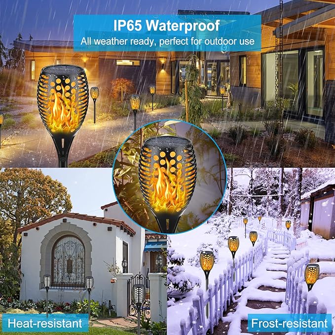Aityvert Solar Lights, 43" Flickering Flames Torch Lights Outdoor Waterproof Landscape Decoration Lighting Dusk to Dawn Auto On/Off Security Flame Lights for Yard Garden Pathway Driveway (8 Pack)