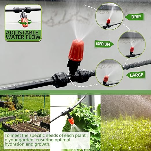 20PCS Push-to-Fit Drip Irrigation Micro Spray Emitters for 1/4 inch Irrigation Tubing, Three-Way Adjustable Atomizing Nozzle, Irrigation Dripper Sprinklers for Garden Greenhouse Agricultural