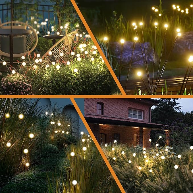 Warm-4Pack 32LED Firefly Warm Changing Lights,Garden Solar Lights Outdoor Decorative,Yard Waterproof Solar (Warm-4pcs)