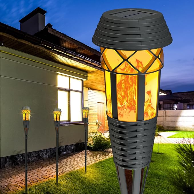 Flickering Flames Torch Light Solar Garden Lights Waterproof Landscape Lighting - 2 Pack