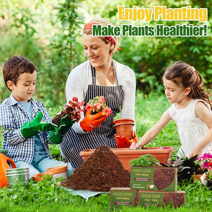 Coco Coir Bricks for Plants 1.4LB, All Natural Organic Compressed Coconut Coir Fiber, Easy to Expand, Low EC, pH Balanced, Ideal for Vegetables, Herbs, Flowering Plants (1 Pcs)