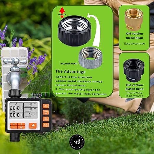 Drip Irrigation System Kit with Timer, Metal Mist, Plastic Mist Nozzle, Red Dripper, 1/4 (65.6 feet) and 5/16 Tube (32.8 feet),Automatic Watering System, Garden Watering System with Timer, Greenhouse