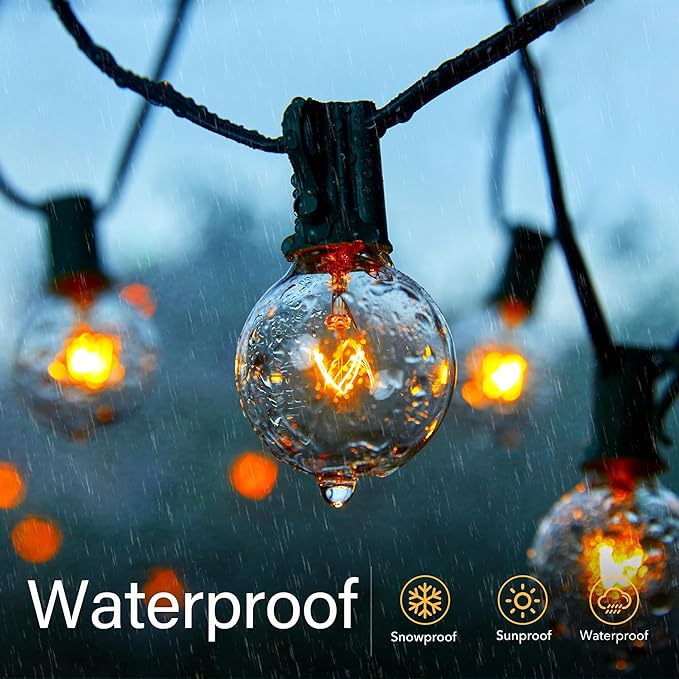 Brightown G40 Replacement Light Bulbs, 25 Pack 5W Clear Globe Bulb fits E12 C7 Candelabra Screw Base Sockets, 1.5 Inch Dimmable Light Bulbs for Indoor Outdoor Patio Decor, Warm White