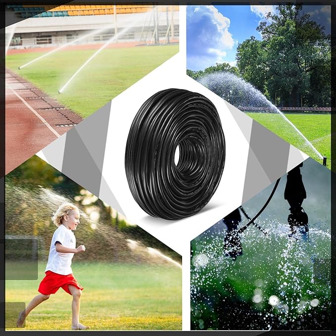 Hoolerry Solid Sprinkler System Wire 18 Gauge Irrigation Wire with UV Resistant PVC Jacket Sprinkler Cable for Underground Irrigation Field Central Control System 30v Ul Listed(18/4, 100 Ft)