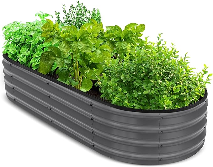 Utopia Home Galvanized Raised Garden Bed Kit 4x2x1ft, Planter Box Raised Garden Beds Outdoor, Easy Assembly Metal Raised Bed for Gardening Vegetables, Fruits, Flowers - Pack of 01 - Dark Grey