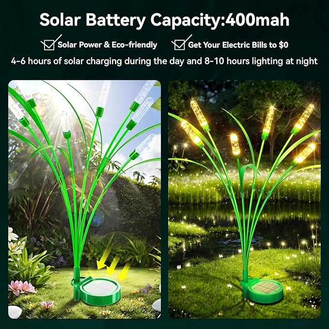 Solar Garden Lights 2 Pack, 16LED Swaying Solar Lights for Mother's Day, 30 Inches Waterproof Garden Solar Lights for Pathway Yard Outdoor Garden Decor, Gardening Gifts, Warm White