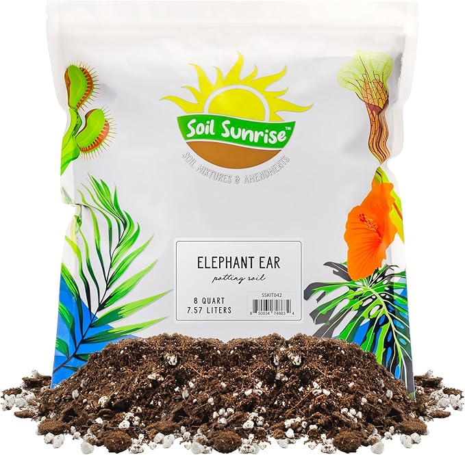 Elephant Ear Potting Soil Mix (8 Quarts), Colocasia and Alocasia Potted Plant Blend