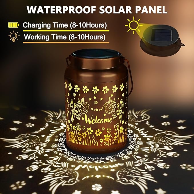 Cardinal Solar Lanterns Outdoor Waterproof Garden Decor Birthday Gifts for Women Mom Grandma Metal Hanging Hummingbird Solar Lights for Outside LED Lanterns for Yard Patio Lawn Pathway Landscape