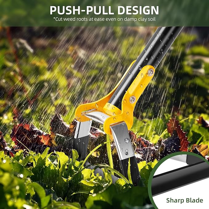 Hoe Garden Tool,Scuffle Garden Hoe for Weeding 30-60 Inch,Long Handle Heavy Duty Adjustable Hula Hoe,Gardening Stainless Steel Loop Stirrup Action Hoe