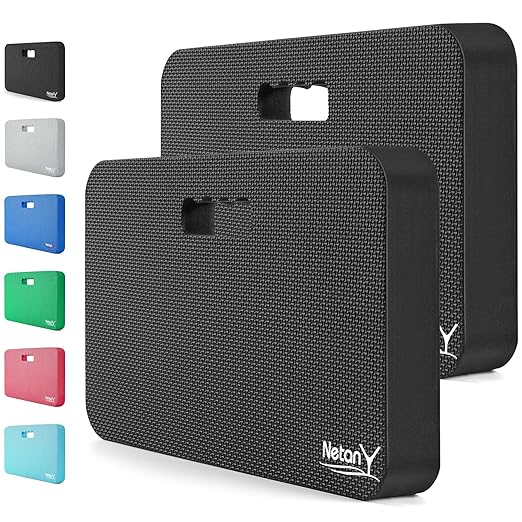 NETANY 2 Pack Extra Thick Kneeling Pad for Gardening, Comfortable Knee Pad Cushion, Extra Large Foam Kneeler Mat for Gardening, Baby Bath, Workout, Exercise & Yoga, Mechanic, 17.8 x 11 x 1.5 in, Black