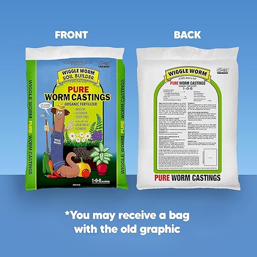 100% Pure Organic Worm Castings Fertilizer, 15-Pounds - Improves Soil Fertility and Aeration for Houseplants, Vegetables, Gardens, and More – OMRI-Listed and Mineral-Dense