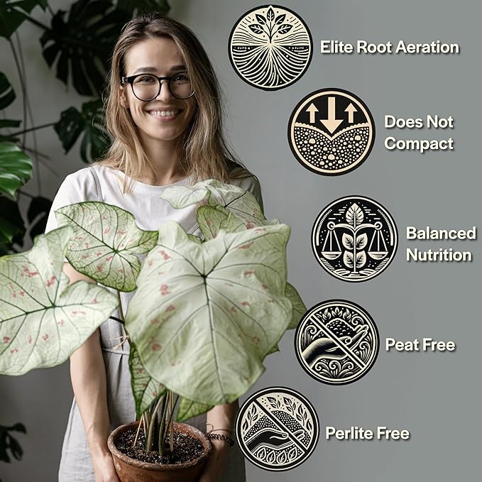 Craft Aroid Potting Mix- Elite Alocasia, Philodendron, Monstera Soil Mix, Chunky, Well Draining Potting Soil for Indoor Plants, All Tropical Plants & Houseplants, Synthetic & Peat Free 4QT