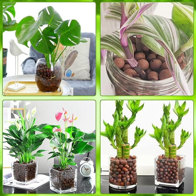 Halatool 8LB Clay Pebbles for Plants 4mm-16mm Lightweight Hydroton Leca Balls for Indoor Potted Plants Hydroponics Gardening Orchids Drainage Decoration Aquaponics